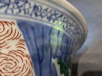 Two large Chinese wucai 'gu' vases, Transitional period