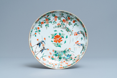A pair of Chinese famille verte dishes, Kangxi