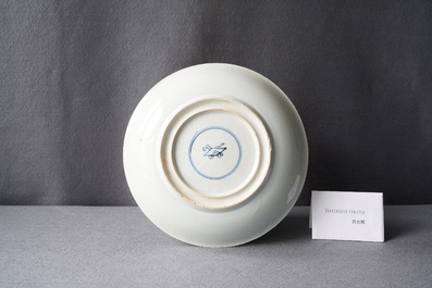 A Chinese famille verte dish with a narrative scene, Kangxi