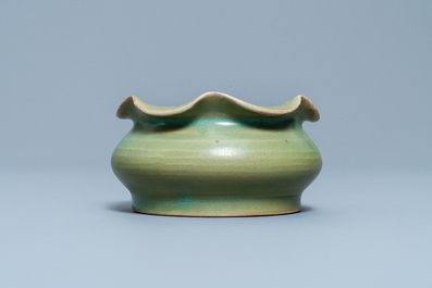 A Chinese Longquan celadon brush washer, Yuan/Ming