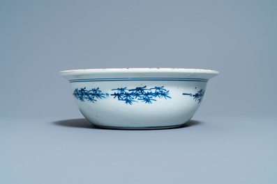 A Chinese blue and white 'tiger' basin, Jiaqing