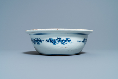 A Chinese blue and white 'tiger' basin, Jiaqing