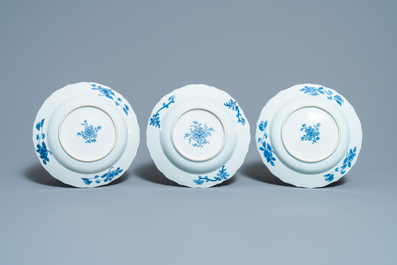Six Chinese blue and white 'Xi Xiang Ji' plates, Qianlong