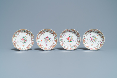 Een Chinees famille rose 12-delig theeservies voor de Europese markt, Qianlong