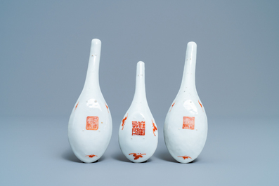 Veertien Chinese blauw-witte en ijzerrode lepels, Jiaqing, Daoguang en Tongzhi merk en periode en 20e eeuw