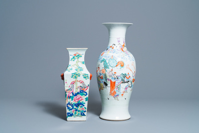 Twee Chinese famille rose vazen, 19/20e eeuw