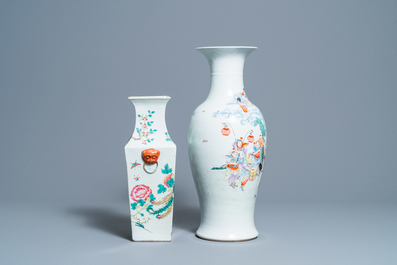 Twee Chinese famille rose vazen, 19/20e eeuw