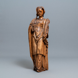 Een grote houten figuur van Sint-Barbara, Duitsland, 16e eeuw