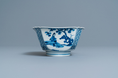 A Chinese square blue and white bowl, Chenghua mark, Kangxi