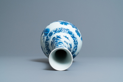 A Chinese blue and white bottle vase, Transitional period