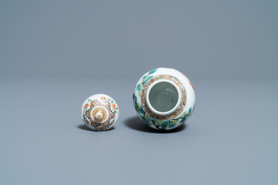 A fine Chinese famille rose tea caddy and cover, Yongzheng