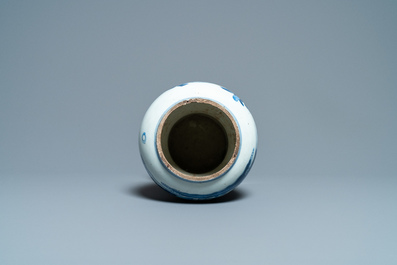 A Chinese blue and white vase with a figurative scene, Kangxi