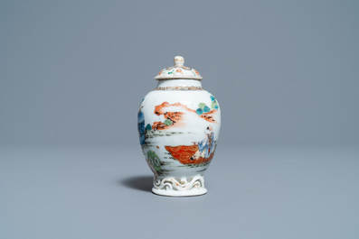 A fine Chinese famille rose tea caddy and cover, Yongzheng