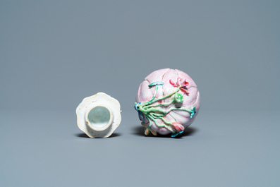 A Chinese famille rose 'lotus' tea caddy and cover, Yongzheng