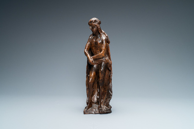 Een eikenhouten figuur van Christus op de koude steen, Vlaanderen, 16e eeuw
