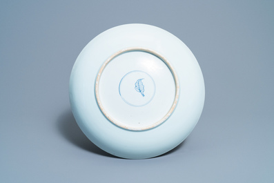 A Chinese famille verte 'cranes' dish, Kangxi