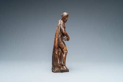 Een eikenhouten figuur van Christus op de koude steen, Vlaanderen, 16e eeuw