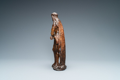 Een eikenhouten figuur van Christus op de koude steen, Vlaanderen, 16e eeuw