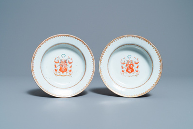 Four Chinese Scottish market Ross of Balnagowan armorial soup plates, Qianlong