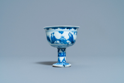 Een Chinese blauw-witte stem cup met go-spelers, Transitie periode