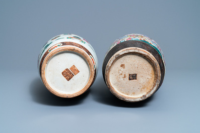 Two Chinese Nanking famille rose crackle-glazed vases, 19th C.