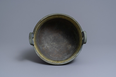 A large Chinese cloisonn&eacute; tripod censer and cover, Qianlong