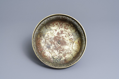 A large Chinese cloisonn&eacute; tripod censer and cover, Qianlong