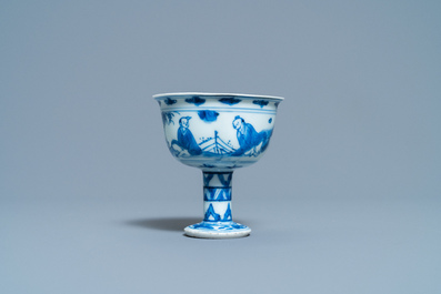 Een Chinese blauw-witte stem cup met go-spelers, Transitie periode