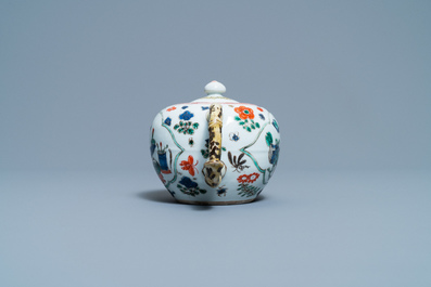 A Chinese famille verte 'antiquities' teapot, Kangxi