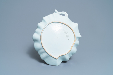 A large Chinese leaf-shaped famille rose tray, Qianlong