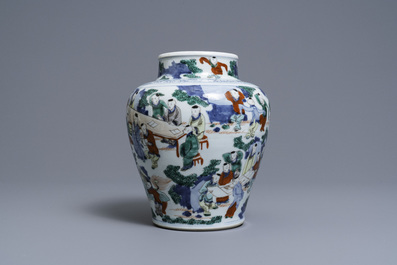 A Chinese wucai '100 boys' vase, Transitional period