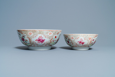 Two Chinese famille rose 'mandarin' bowls, Qianlong