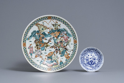 Een diverse collectie Chinees famille rose en blauw-wit porselein, 19/20e eeuw