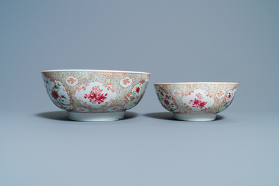 Two Chinese famille rose 'mandarin' bowls, Qianlong