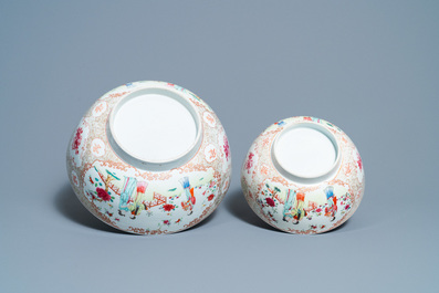 Two Chinese famille rose 'mandarin' bowls, Qianlong