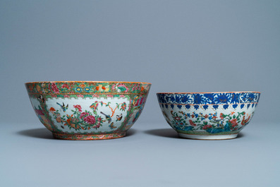 Two large Chinese Canton famille rose bowls, 19th C.