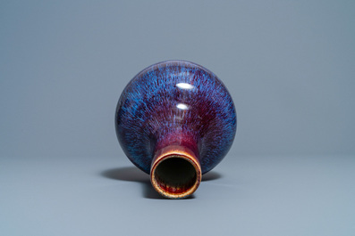 A Chinese flamb&eacute;-glazed bottle vase, 19th C.
