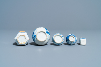 Six Chinese blue and white vases, Kangxi