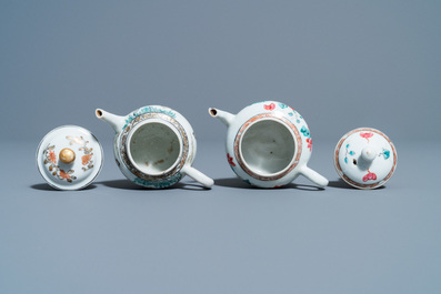 Two Chinese famille rose miniature teapots, Yongzheng/Qianlong