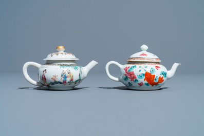 Two Chinese famille rose miniature teapots, Yongzheng/Qianlong