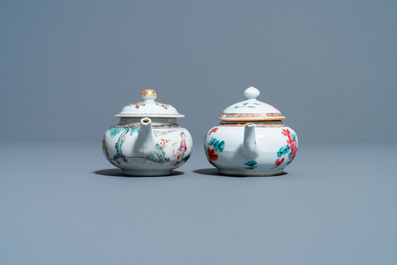 Two Chinese famille rose miniature teapots, Yongzheng/Qianlong