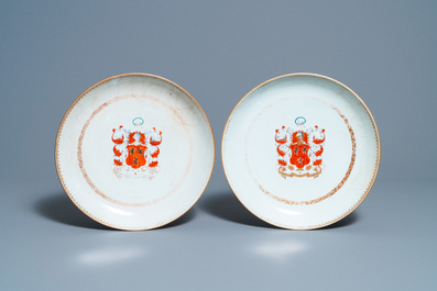 Zes Chinese schotels met het wapen van Ross of Balnagowan voor de Schotse markt, Qianlong