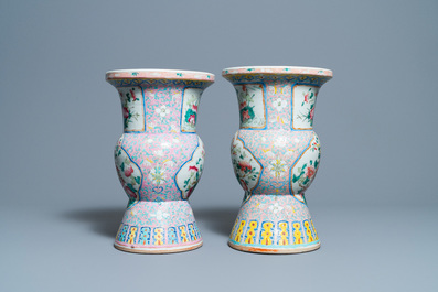 A pair of Chinese famille rose spittoons for the Straits or Peranakan market, 19th C.