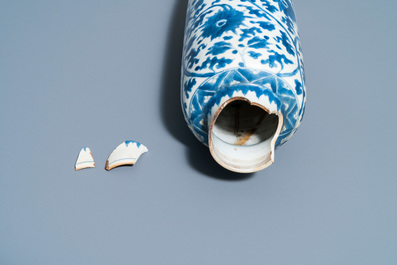 Five Chinese blue and white vases, Kangxi and later