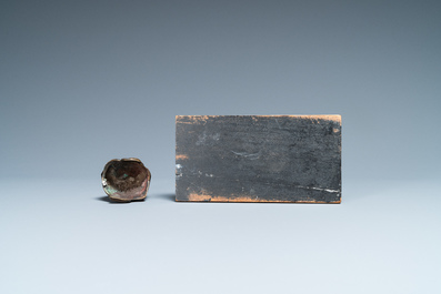 Un br&ucirc;le-parfum figurant un lettr&eacute; sur cerf en bronze, Chine, d&eacute;but de la dynastie Qing