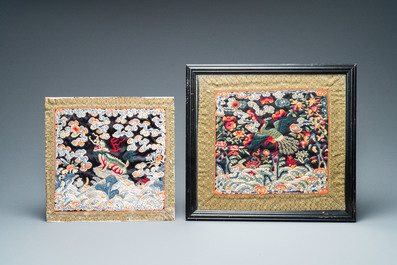 Seven Chinese embroidered silk rank badges, 19/20th C.