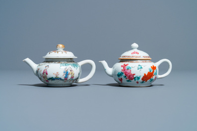 Two Chinese famille rose miniature teapots, Yongzheng/Qianlong