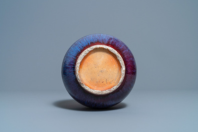 A Chinese flamb&eacute;-glazed bottle vase, 19th C.