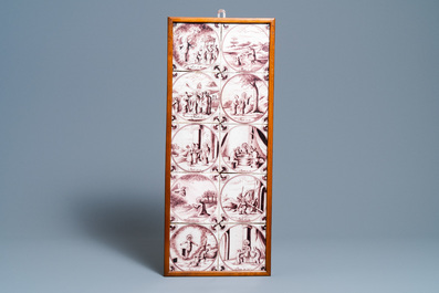 24 manganese Dutch Delft biblical tiles, 18th C.
