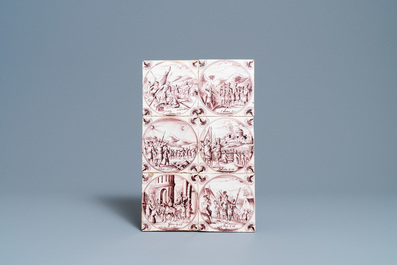 24 manganese Dutch Delft biblical tiles, 18th C.